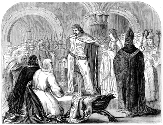 Edward I præsenterer sin spæde søn for waliserne, 1284