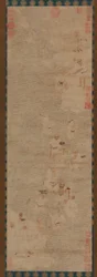 Atten Luohans krydser en flod, Ming-dynastiet, 16.-17. århundrede.
