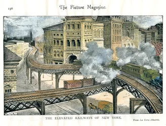 Elevated Railway i New York, fra The Picture Magazine, c1800-tallet