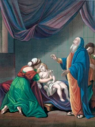 Elias, Gamle Testamentes profet, opdrager enkens søn fra tilsyneladende død, c1860
