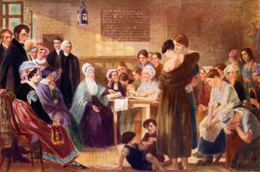 Elizabeth Fry 1780-1845 på besøg i Newgate Prison, 1926