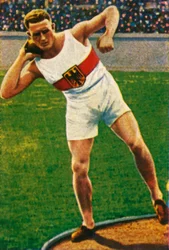 Emil Hirschfeld fra Tyskland sætter skuden, 1928.