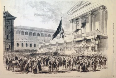 Indrullering af frivillige i Nationalgarden, Place du Panthéon, Paris, 1870-1871
