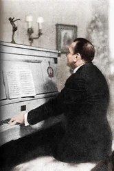 Enrico Caruso - Italiens berømte tenor ved klaveret, c1925