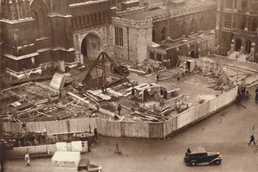 Opførelse af tilbygningen til Westminster Abbey forud for kong George 6.s kroning, 1937
