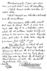 Faksimile af inskriptionen i en kopi af The Pickwick Papers, 1839 1912