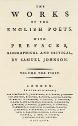 Faksimile-titelside af den første udgave af The Works of the English Poets, indeholdende Johnsons