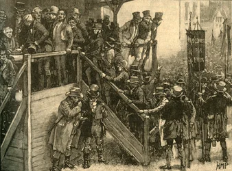 Fader John Murphy førte sine lejere til at stemme ved mellemvalget i Clare, Irland, 1828 c1890.