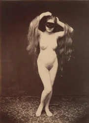 Kvindelig nøgen med maske, ca. 1870