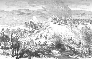 Kamp mellem Galekas og fingoerne ved Butterworth River, 4. oktober 1877, c1880