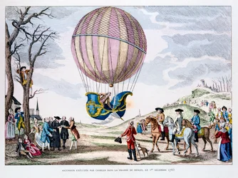 Første bemandede flyvning i en brintballon, Frankrig, 1. december 1783 1887