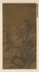Fisker, der sejler under vintertræer, Ming-dynastiet, 1400-tallet.