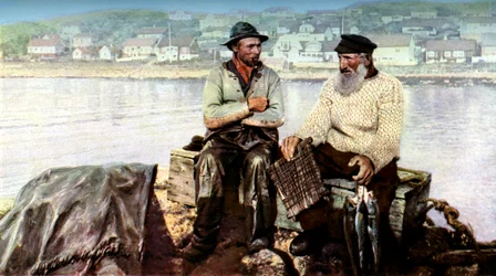 Fiskere, fiskerbyen Molle, på næsset af Kullen i Kattegat, Sverige, c1923