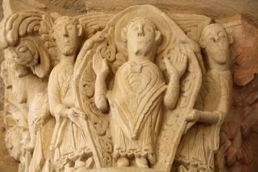 Fleury klosterbasilika - verandahovedstad, der forestiller Saint Martin Saint Benoit sur Loire Frankrig
