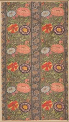 Blomsterstribet silke på gylden bund, 1600-1650.