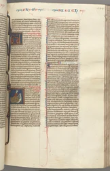 Fol. 194r, Judith, historisk initial A, Judith halshugger Holofernes, ca. 1275-1300.