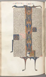 Fol. 391v, Matthew, historiker i fuld længde L, Jesses træ, med en sovende Jesse, ca.