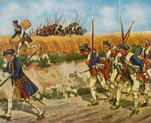 Tvunget march af Fredericks tropper fra Moravia til Küstrin, 1758, 1936.