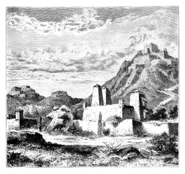Befæstede landsbyer nær Lanzhou, Kina, 1895