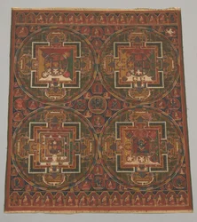 Fire mandalaer fra Guhyasamaja-cyklussen, 1500-tallet.