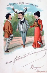 Fransk utroskabskarikatur postkort, c1900