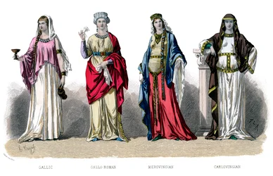 Fransk kostume: gallisk, gallo romersk, merovinger, karlovinger, 1882