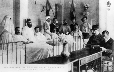 Franske sårede, hjælpehospital, Paris, Frankrig, Første Verdenskrig, 1914-1918