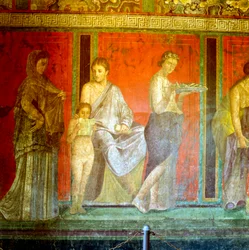Fresko fra Mysteriernes Villa, Pompeji, Italien, ca. 1. århundrede f.Kr. - 1. århundrede e.Kr.