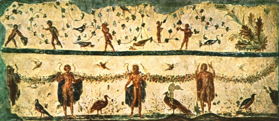 Frise i spisesalen Triclinium i huset til Pammachius, Rom, Italien, 1928.
