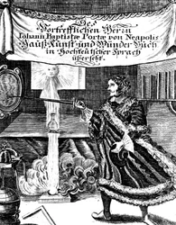 Frontispice af Magia Naturalis af Johannes Baptista della Porta, 1715
