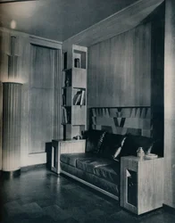 Møbler og interiør af et privat kontor. Designet af Joseph Sinel, 1930