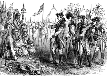 General Burgoyne taler til indianerne, 1777 c1880