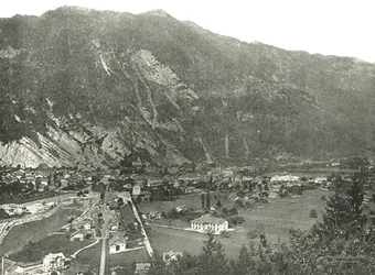 Generelt billede af byen Interlaken, Schweiz, 1895.