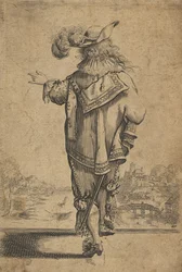 Gentleman set bagfra, der indikerer et landskab, efter 1629.