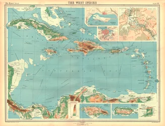 Geografisk kort over Vestindien