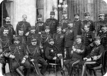 Georges Boulanger, fransk general og politiker, med andre hærofficerer, 1888