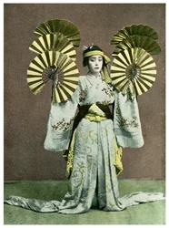 Pige opfører en fandans, Japan, 1904