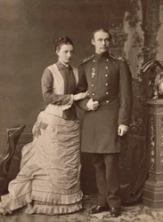 Storhertuginde Anastasia Mikhailovna af Rusland og storhertug Frederik Frans III, 1878.