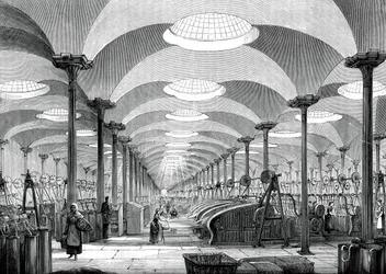 Stor sal i Mrs Marshalls hørmølle, Leeds, c1880