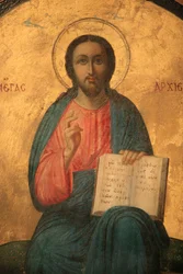 Græsk-ortodoks ikon, der skildrer Kristus som ypperstepræst i Thessalonique, Grækenland