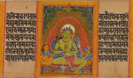 Grøn Tara, Folio fra...Perfection of Wisdom Manuscript, tidligt i det 12. århundrede.