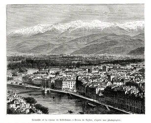Grenoble fra Belledonne-området, Frankrig, 1886