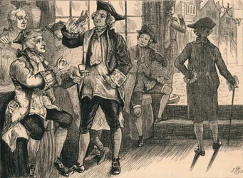 Gruppe i Hardhams Tobaksbutik, c1880.