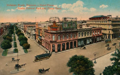 Havana: Prado, Neptuno og Hotel Plaza. Prado, Central Park og Plaza Hotel, c1910