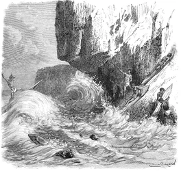 Hawaiianske mænd, der surfer ved hjælp af træplader, c1895