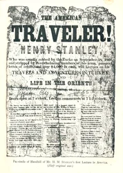 Henry M.Stanley, Handbill fra Lecture Tour in America, opdagede i en alder af 31 Dr.Livingstone i Afrika