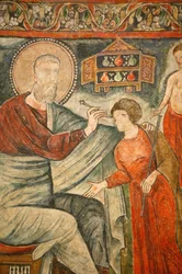 Holy Virgin og Saint John Kame koptisk kloster: Helbredende helgen helbreder en blind pige Egypten