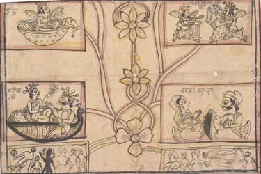 Horoskop med blomstertegninger, 1850.