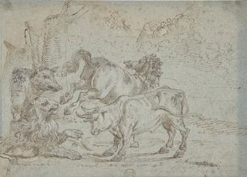 Hest, Tyr, Løve og Orne, 1600-tallet.