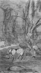 Hest, brudgom og falk, 1600-tallet.